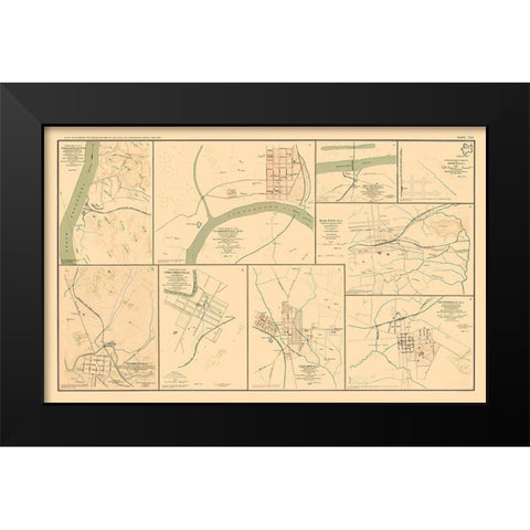 Defenses 9 Views - Bien 1894 Black Modern Wood Framed Art Print by Bien
