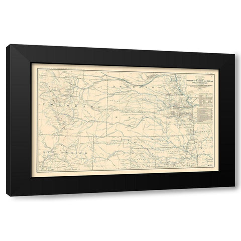 War Department Kansas Texas Indian Territory Black Modern Wood Framed Art Print by Bien