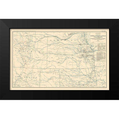 War Department Kansas Texas Indian Territory Black Modern Wood Framed Art Print by Bien