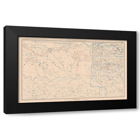 Indian Territory Texas Arkansas - Bien 1894 Black Modern Wood Framed Art Print with Double Matting by Bien