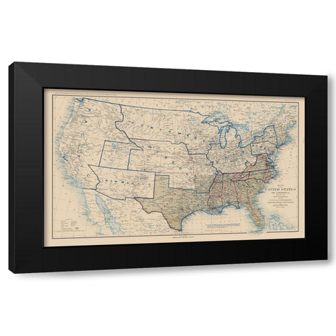 United States Union Confederation Lines 1862 Black Modern Wood Framed Art Print by Bien