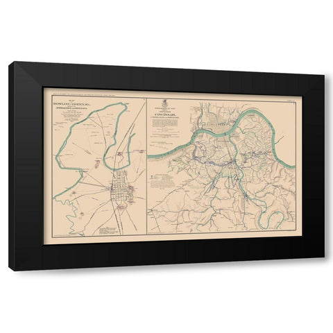 Approaches Defenses Kentucky Ohio - Bien 1894 Black Modern Wood Framed Art Print with Double Matting by Bien