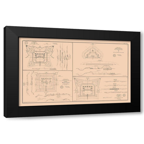 Rebel Lines Mobile Defenses 4 Views - Bien 1894 Black Modern Wood Framed Art Print by Bien