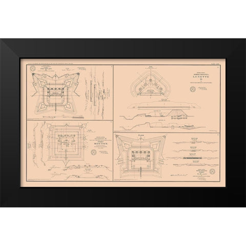 Rebel Lines Mobile Defenses 4 Views - Bien 1894 Black Modern Wood Framed Art Print by Bien