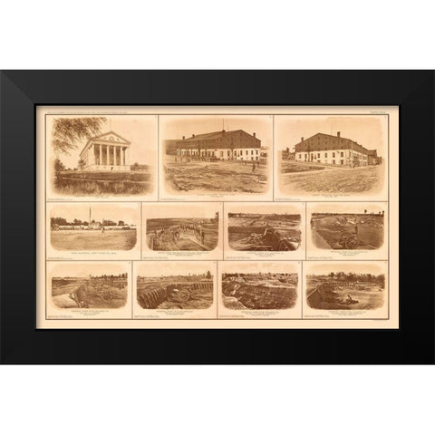 Rebel Federal Forts Georgia Virginia- Bien 1894 Black Modern Wood Framed Art Print by Bien