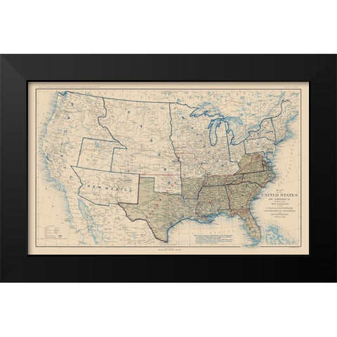 United States Confederation Lines 1862 - Bien 1894 Black Modern Wood Framed Art Print by Bien