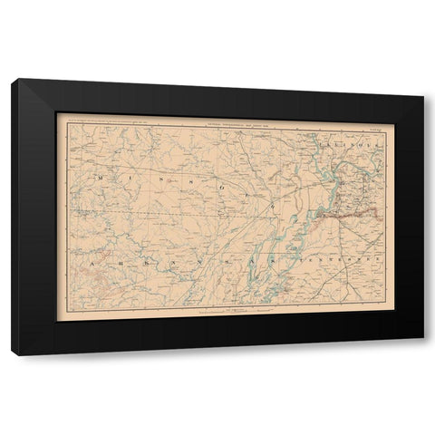 Missouri Arkansas Tennessee Illinois - Bien 1894 Black Modern Wood Framed Art Print by Bien