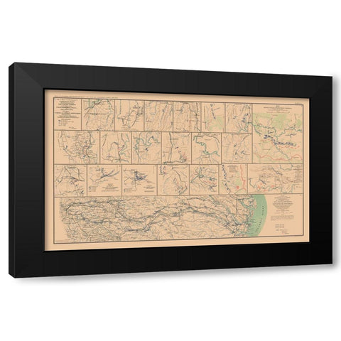 Campaigns from Chattanooga to Atlanta - Bien 1894 Black Modern Wood Framed Art Print by Bien