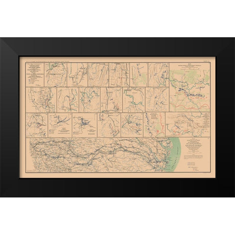 Campaigns from Chattanooga to Atlanta - Bien 1894 Black Modern Wood Framed Art Print by Bien