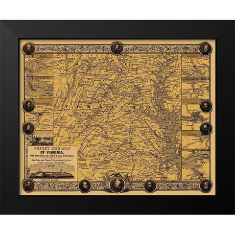 Virginia Pocket War - Bufford 1861 Black Modern Wood Framed Art Print by Bufford