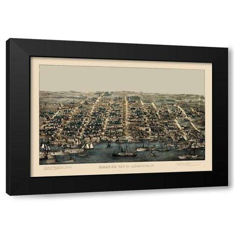 Alexandria Virginia Panoramic - Magnus 1863 Black Modern Wood Framed Art Print by Magnus