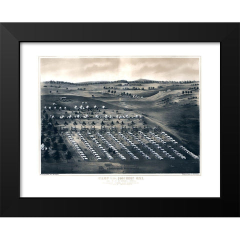 Camp of 196th Regiment - Schmidt 1860s Black Modern Wood Framed Art Print by Schmidt