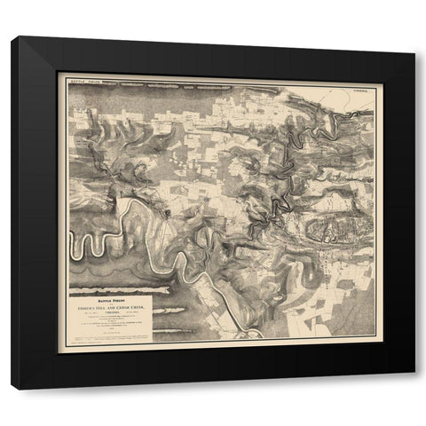 Fishers Hill Cedar Creek Battlefields Virginia Black Modern Wood Framed Art Print by Sheridan