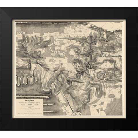 Fishers Hill Cedar Creek Battlefields Virginia Black Modern Wood Framed Art Print by Sheridan