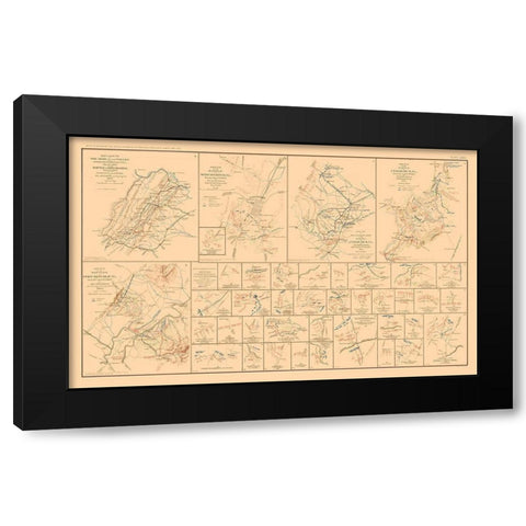 Battle Plans of Virginia - Hotchkiss 1894 Black Modern Wood Framed Art Print with Double Matting by Hotchkiss