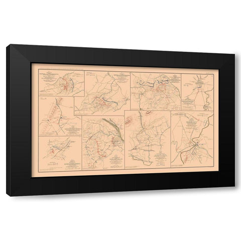 Battle Positions Virginia Maryland - Hotchkiss Black Modern Wood Framed Art Print by Hotchkiss