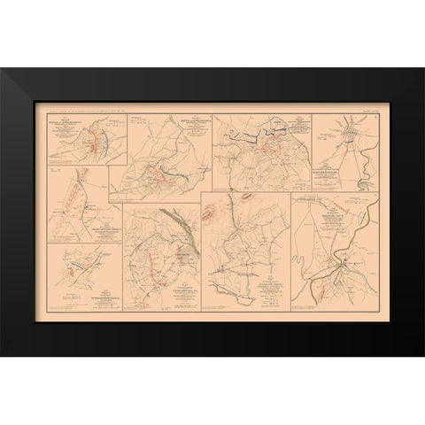 Battle Positions Virginia Maryland - Hotchkiss Black Modern Wood Framed Art Print by Hotchkiss