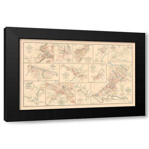 Battle Positions Virginia West Virginia Black Modern Wood Framed Art Print with Double Matting by Hotchkiss