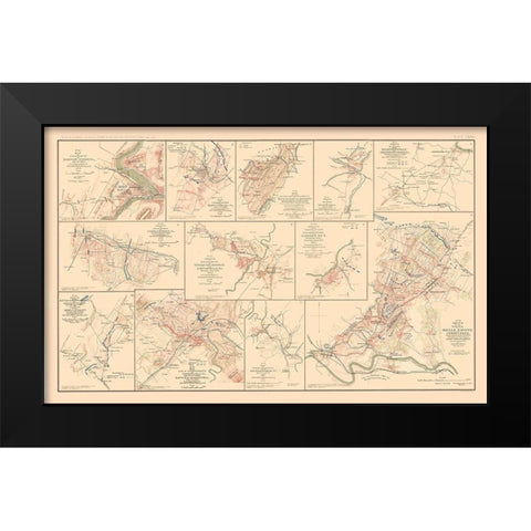 Battle Positions Virginia West Virginia Black Modern Wood Framed Art Print by Hotchkiss