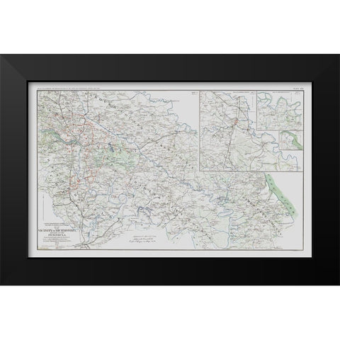 Counties Vicinity Virginia Battle Survey Black Modern Wood Framed Art Print by Campbell