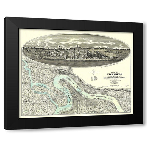 Vicksburg Mississippi with Vicinity Black Modern Wood Framed Art Print with Double Matting by Wrotnowski