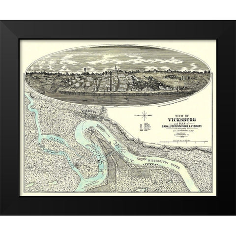 Vicksburg Mississippi with Vicinity Black Modern Wood Framed Art Print by Wrotnowski
