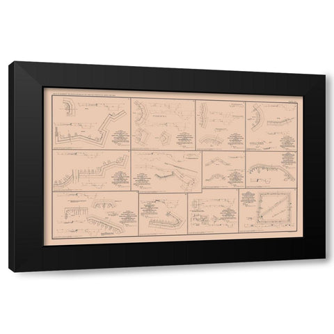 Battery Plans of Petersburg Virginia - Bien 1894 Black Modern Wood Framed Art Print by Bien