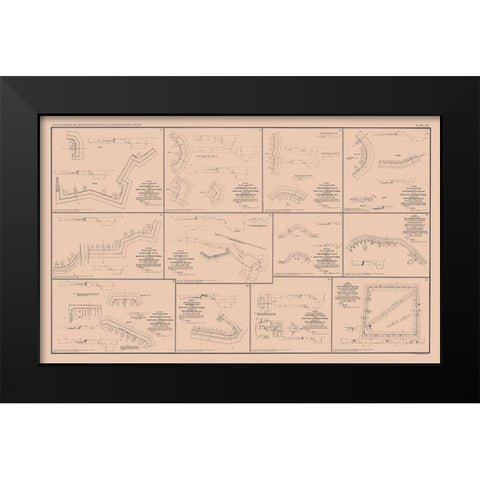 Battery Plans of Petersburg Virginia - Bien 1894 Black Modern Wood Framed Art Print by Bien