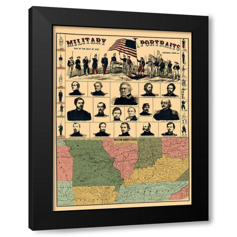 Western Border States Military Portraits Black Modern Wood Framed Art Print by Lloyd
