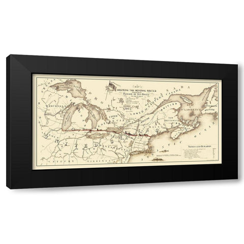Gunboat Routes United States Canada - Sweet 1862 Black Modern Wood Framed Art Print with Double Matting by Sweet