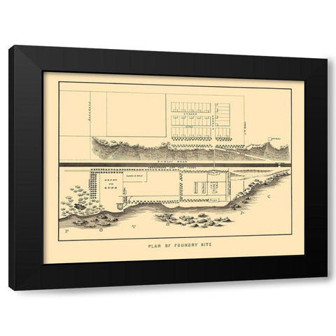 Foundry Site Plan Washington DC - Bowen 1836 Black Modern Wood Framed Art Print by Bowen