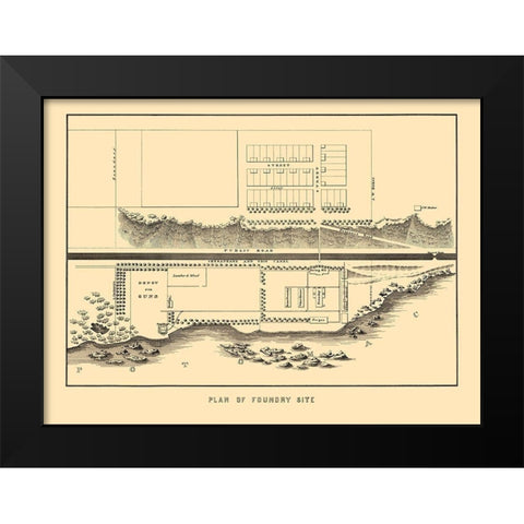 Foundry Site Plan Washington DC - Bowen 1836 Black Modern Wood Framed Art Print by Bowen