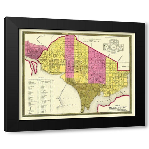 Washington D.C. Washington DC - Mitchell 1846 Black Modern Wood Framed Art Print by Mitchell