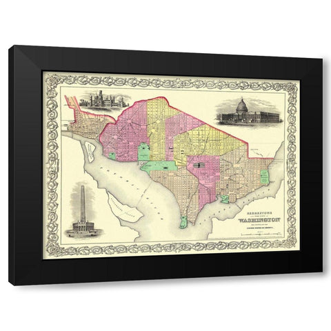 Washington D.C., Georgetown Washington DC Black Modern Wood Framed Art Print with Double Matting by Colton