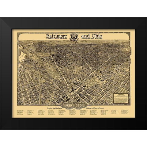 Washington DC - Olsen 1922 Black Modern Wood Framed Art Print by Olsen