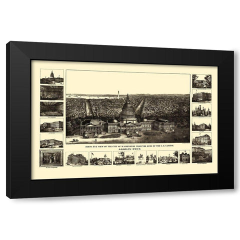 Washington DC - Sachese 1860 Black Modern Wood Framed Art Print by Sachese