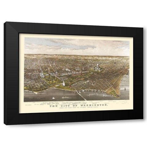 Washington DC - Currier 1880 Black Modern Wood Framed Art Print with Double Matting by Currier