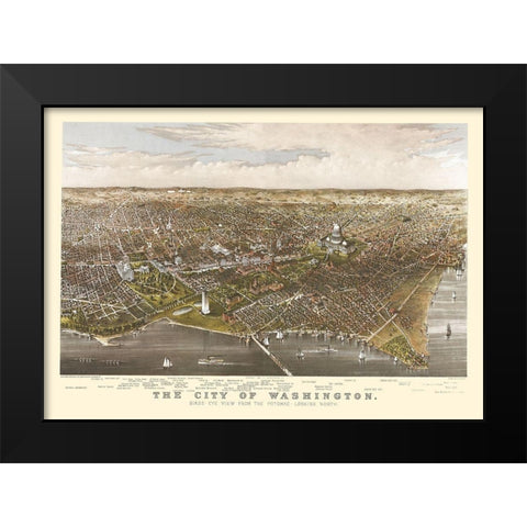 Washington DC - Currier 1880 Black Modern Wood Framed Art Print by Currier