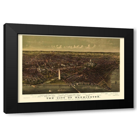 Washington DC - Currier 1892 Black Modern Wood Framed Art Print by Currier