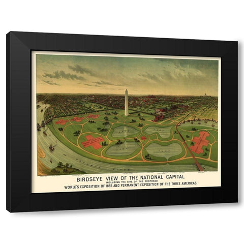National Mall Washington DC - Johnson 1888 Black Modern Wood Framed Art Print by Johnson
