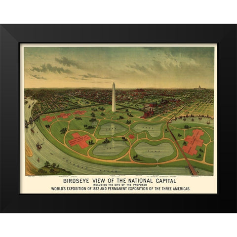 National Mall Washington DC - Johnson 1888 Black Modern Wood Framed Art Print by Johnson