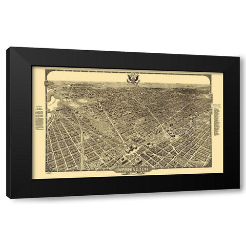 Washington DC - Olsen 1921 Black Modern Wood Framed Art Print by Olsen
