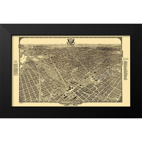 Washington DC - Olsen 1921 Black Modern Wood Framed Art Print by Olsen