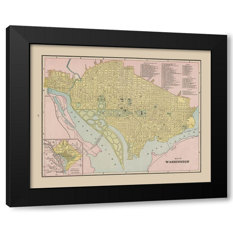 Washington  DC - Cram 1892 Black Modern Wood Framed Art Print with Double Matting by Cram
