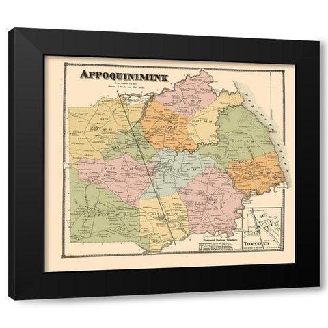Appoquinimink Delaware Landowner - Beers 1868 Black Modern Wood Framed Art Print by Beers
