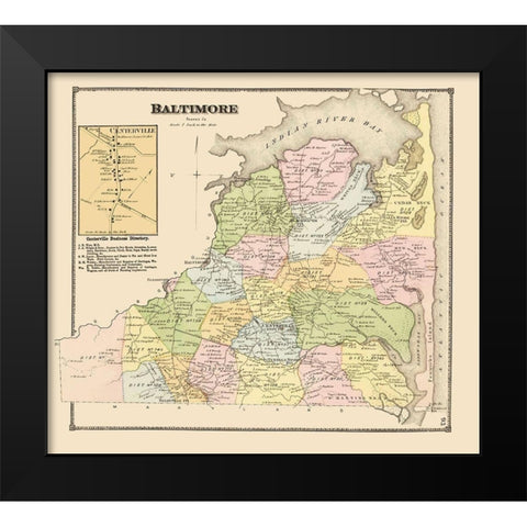 Baltimore, Centerville Delaware Landowner Black Modern Wood Framed Art Print by Beers