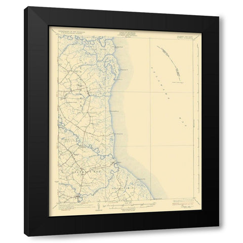 Bowers Delaware New Jersey Quad - USGS 1936 Black Modern Wood Framed Art Print with Double Matting by USGS