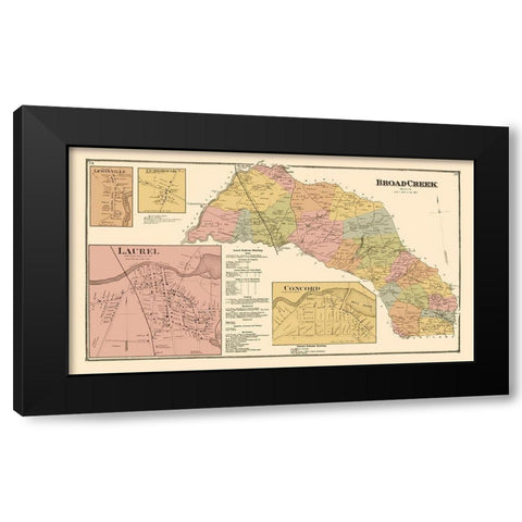 Broad Creek, Laurel, Concord Delaware Landowner Black Modern Wood Framed Art Print by Beers