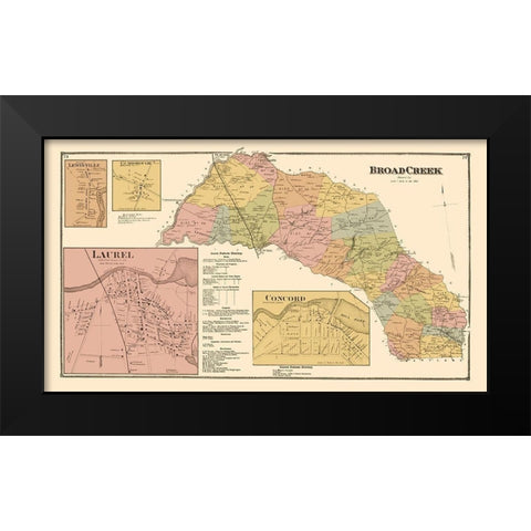 Broad Creek, Laurel, Concord Delaware Landowner Black Modern Wood Framed Art Print by Beers