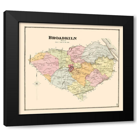 Broadkiln Delaware Landowner - Beers 1868 Black Modern Wood Framed Art Print by Beers